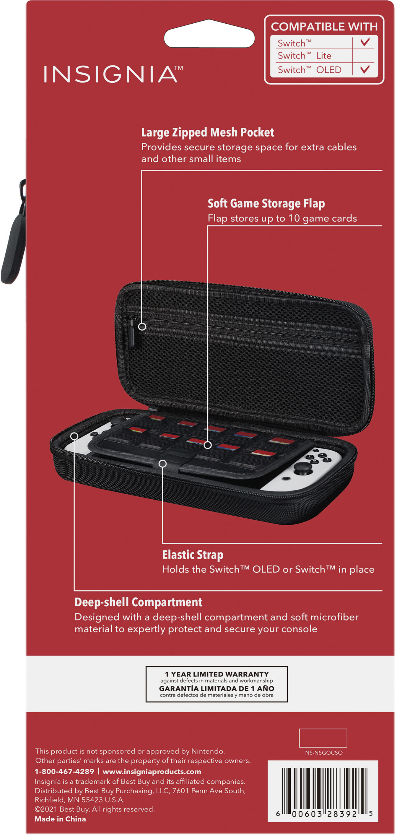 Best Buy: Insignia™ Universal Go Case + for Switch and Switch OLED Black  NS-NSGOCSO