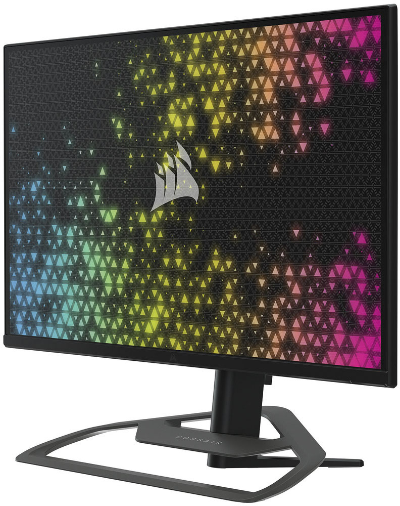 Left View: CORSAIR - XENEON 32QHD165 32” IPS LED QHD FreeSync Premium Monitor and G-Sync Compatible with HDR400 165Hz (DP, HDMI, and USB-C) - Black