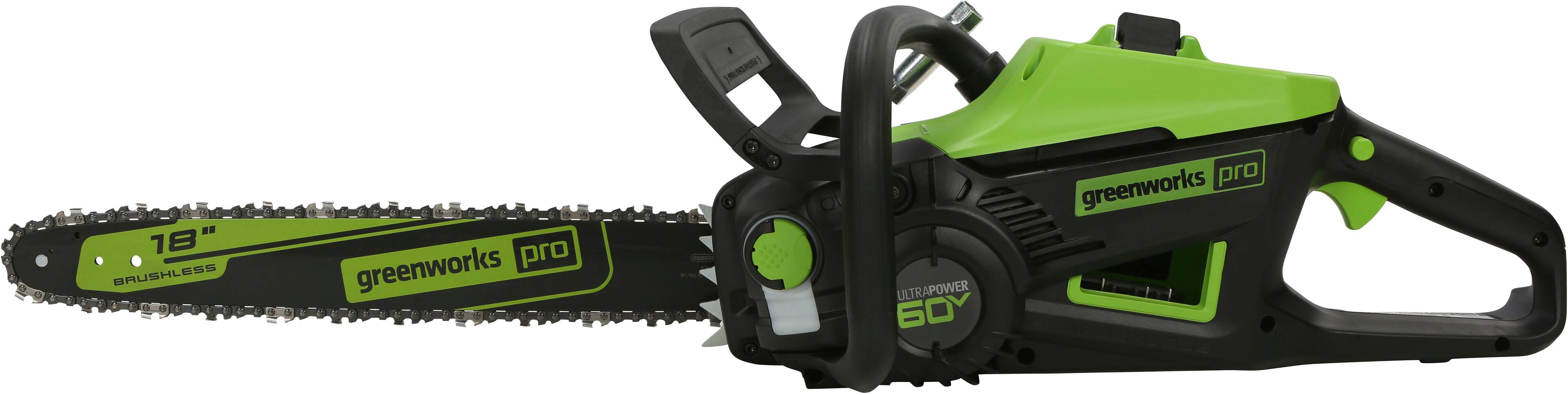 Alt View 11. Greenworks - PRO 18 in. 60-Volt Battery Cordless Chainsaw with 4.0 Ah Battery and 6.0 Amp Charger - Green.
