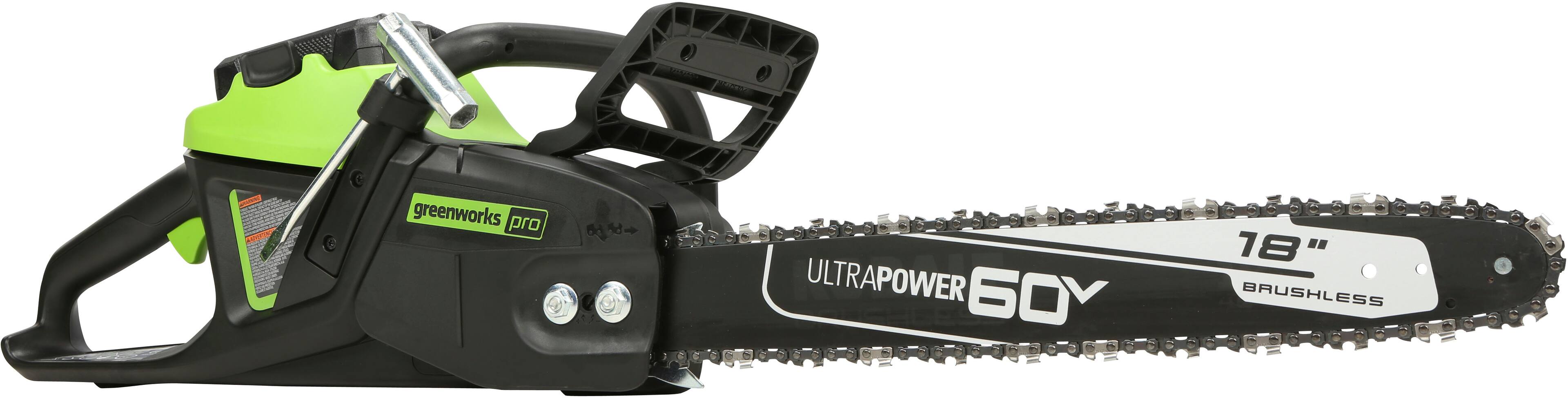 Alt View 12. Greenworks - PRO 18 in. 60-Volt Battery Cordless Chainsaw with 4.0 Ah Battery and 6.0 Amp Charger - Green.
