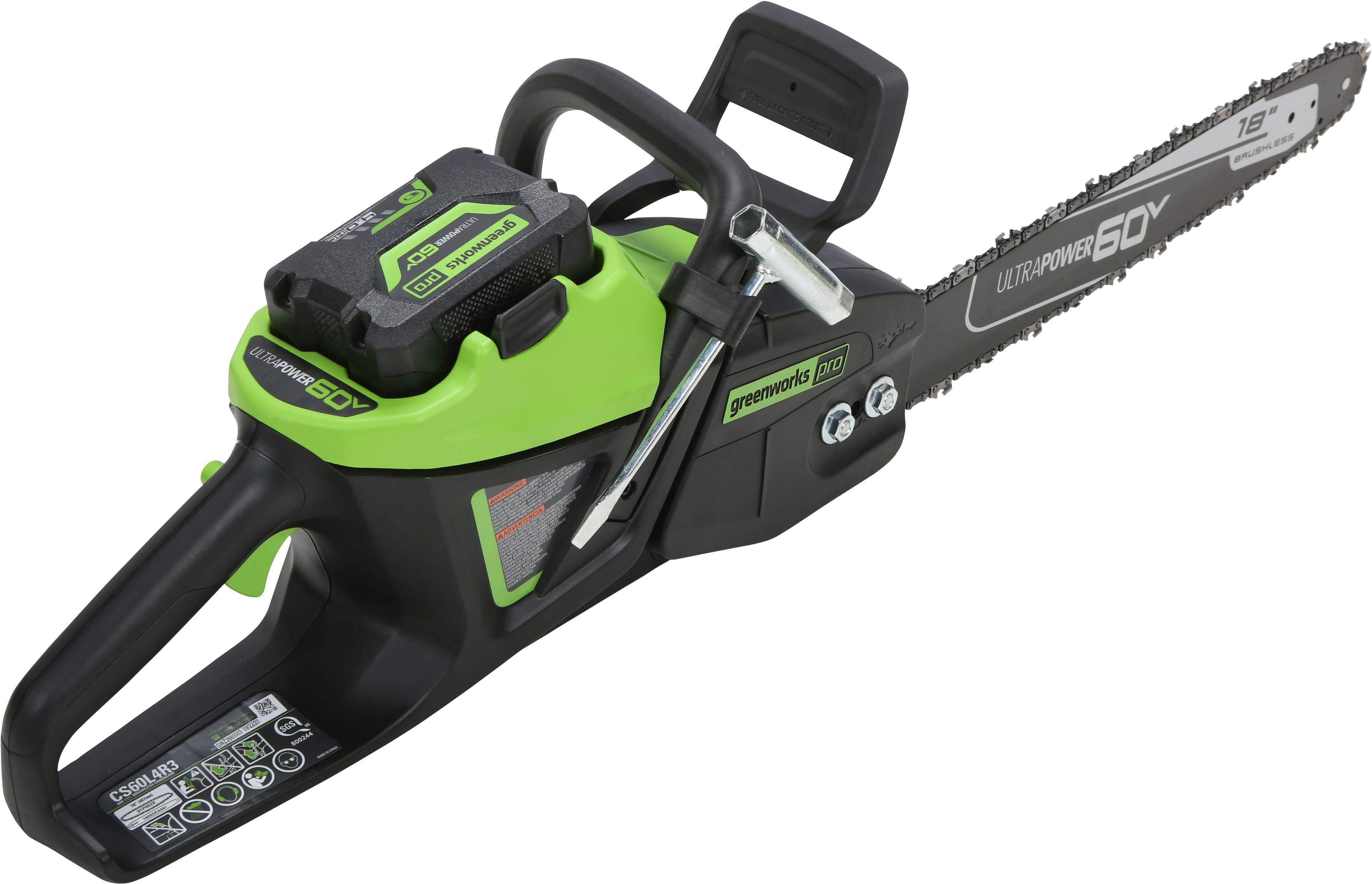 Alt View 13. Greenworks - PRO 18 in. 60-Volt Battery Cordless Chainsaw with 4.0 Ah Battery and 6.0 Amp Charger - Green.