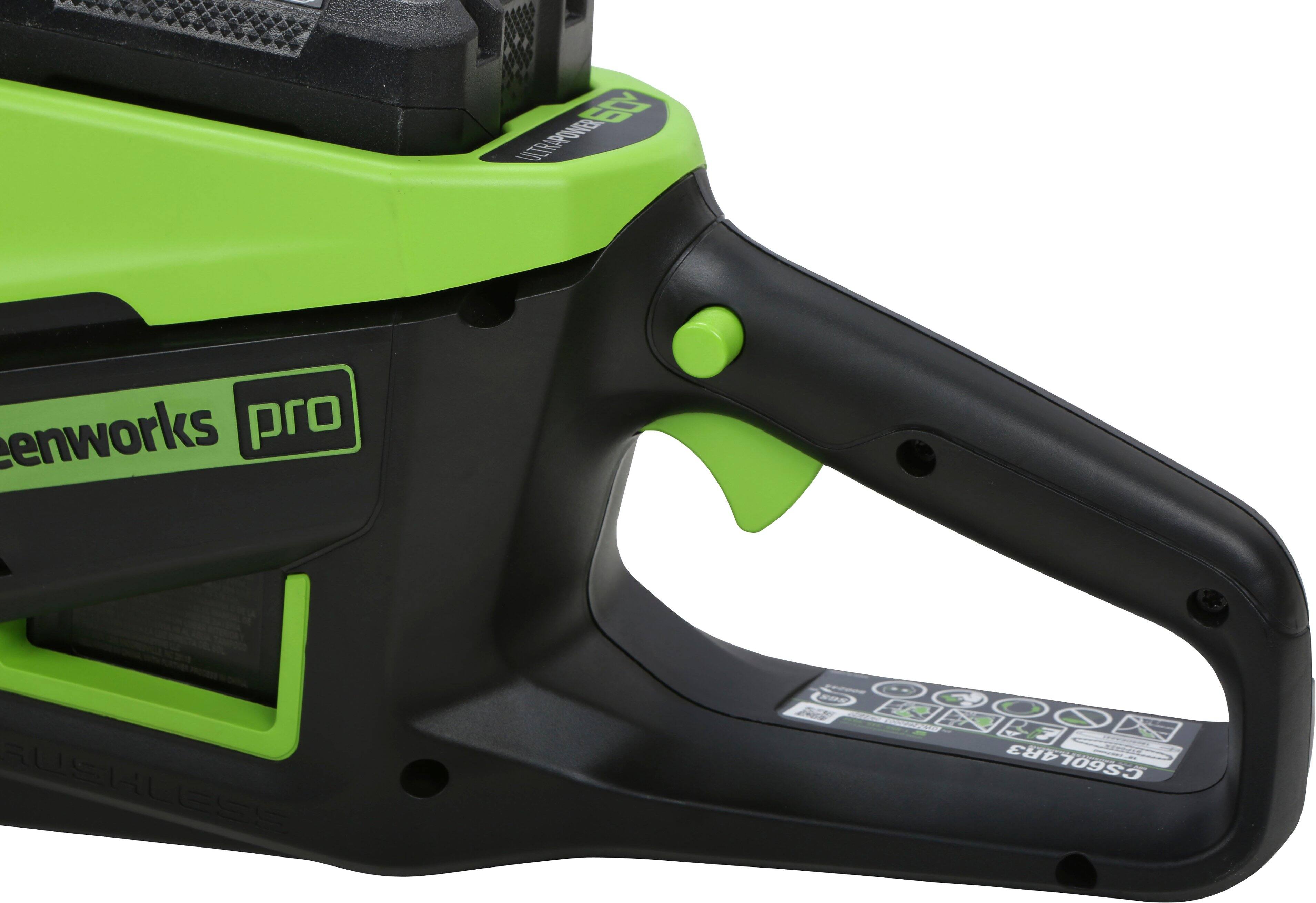 Alt View 16. Greenworks - PRO 18 in. 60-Volt Battery Cordless Chainsaw with 4.0 Ah Battery and 6.0 Amp Charger - Green.