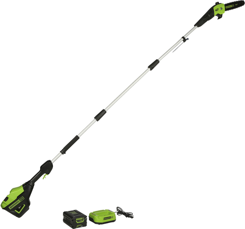 Greenworks - PRO 10 in. 60-Volt Battery Cordless Pole Saw with 2.0 Ah Battery and Charger - Green