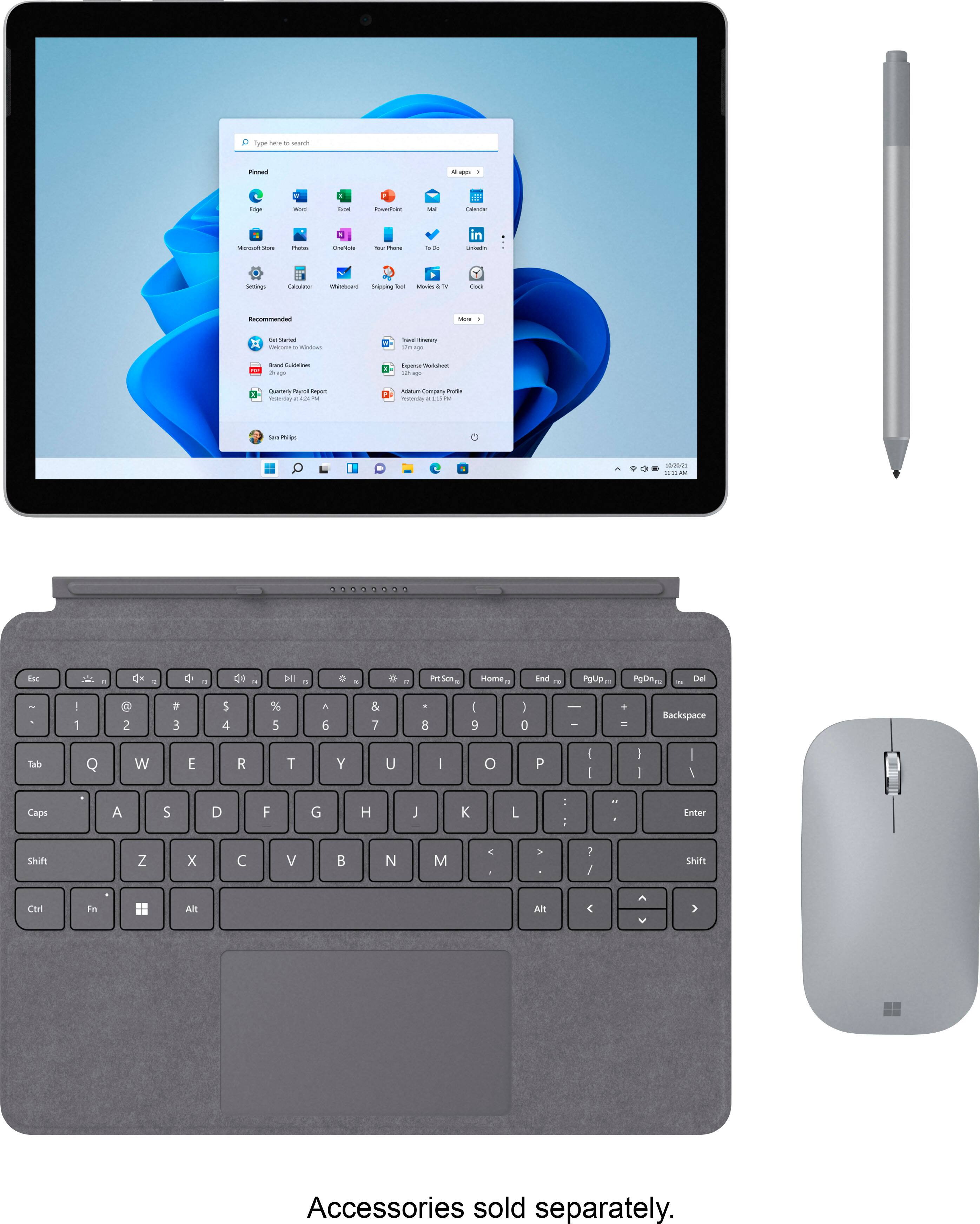 Alt View 13. Microsoft - Surface Go 3 - 10.5” Touch-Screen - Intel Pentium Gold - 4GB Memory - 64GB eMMC - Device Only (Latest Model) - Platinum.