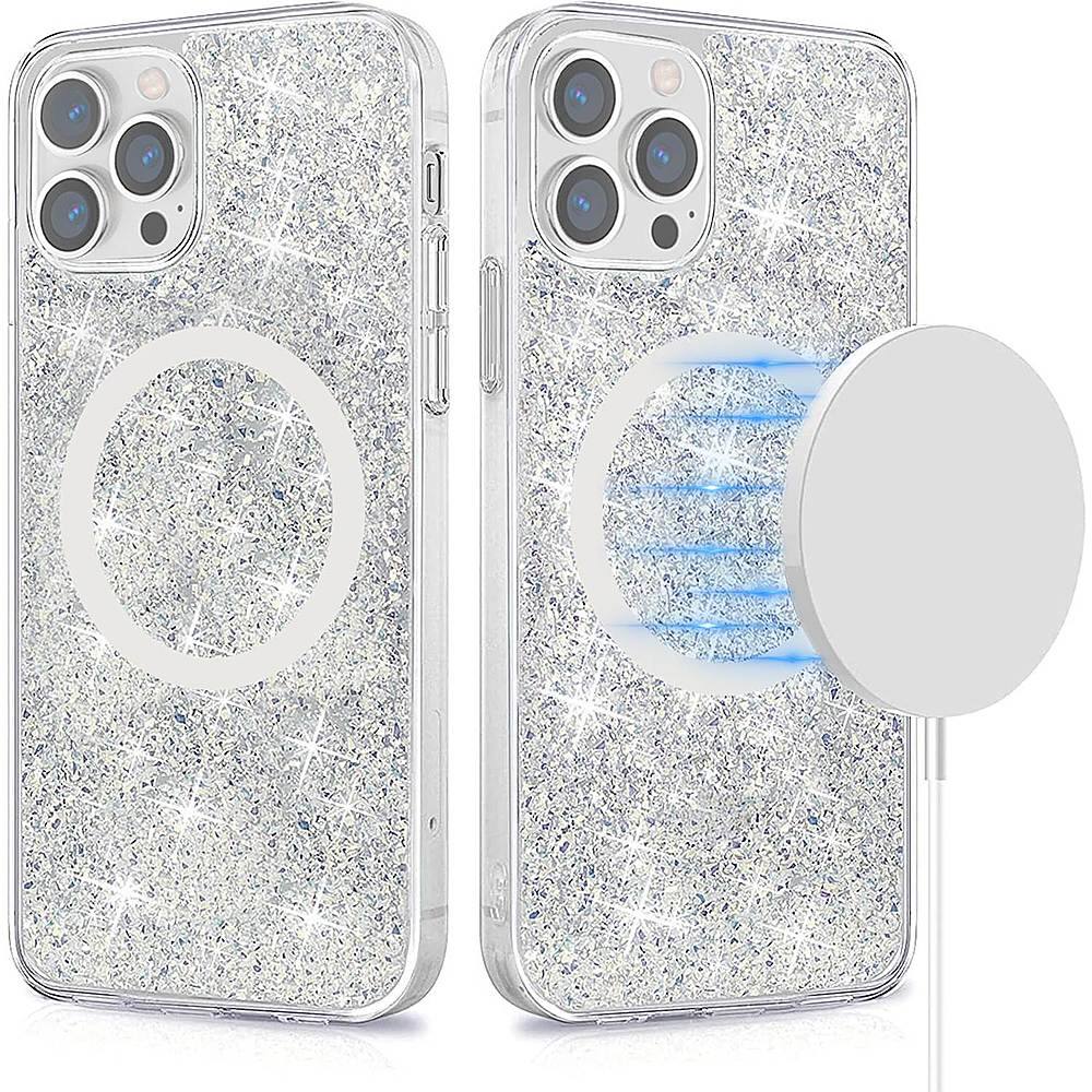 Alt View 11. SaharaCase - Sparkle Case with MagSafe for Apple iPhone 13 Pro Max - Clear, Silver.