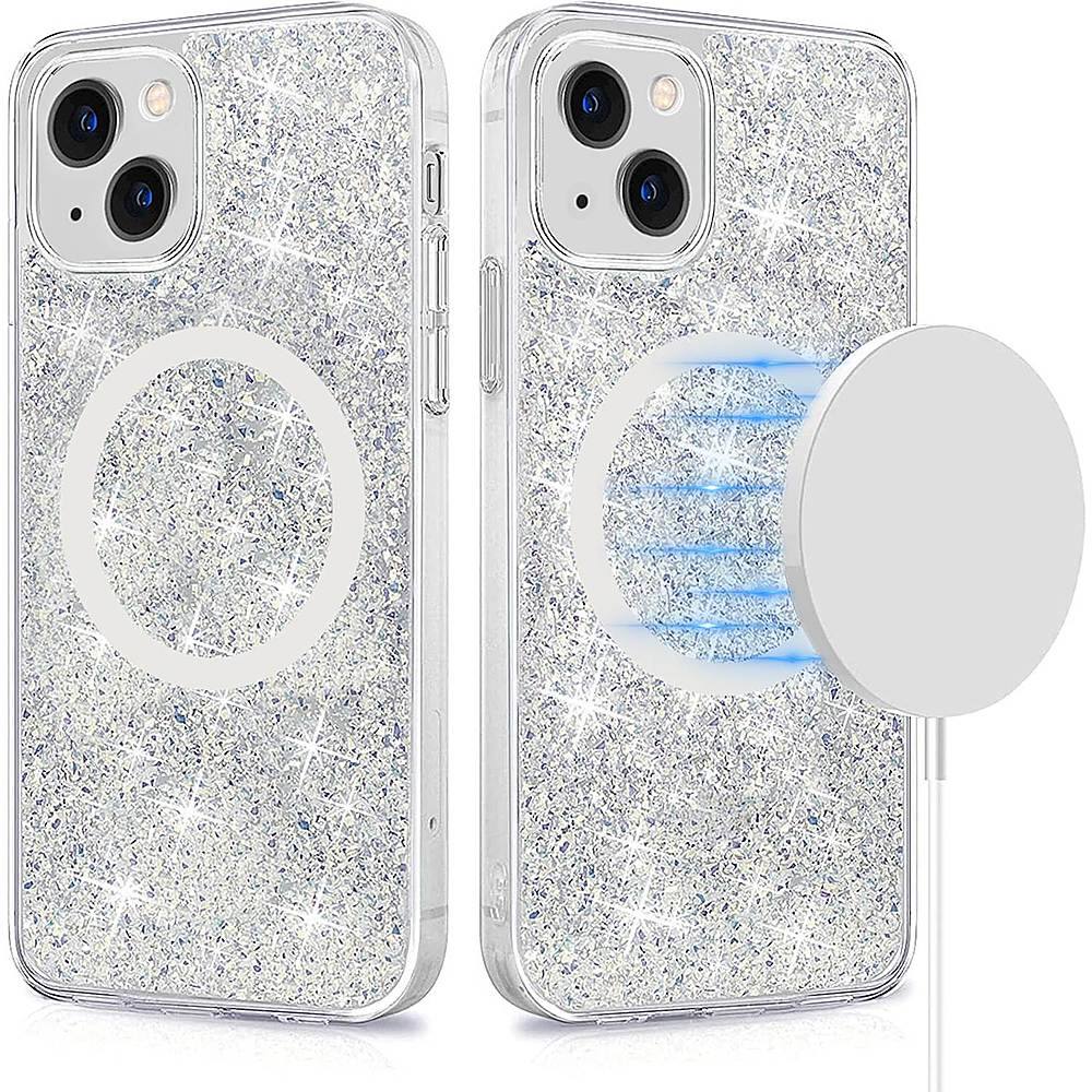 Alt View 11. SaharaCase - Sparkle Case with MagSafe for Apple iPhone 13 - Clear, Silver.