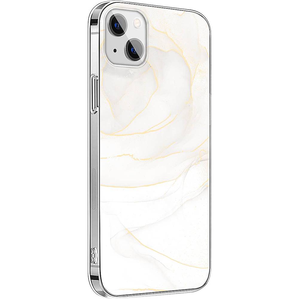 Angle View: SaharaCase - Marble Series Case for Apple iPhone 13 - White/Gold