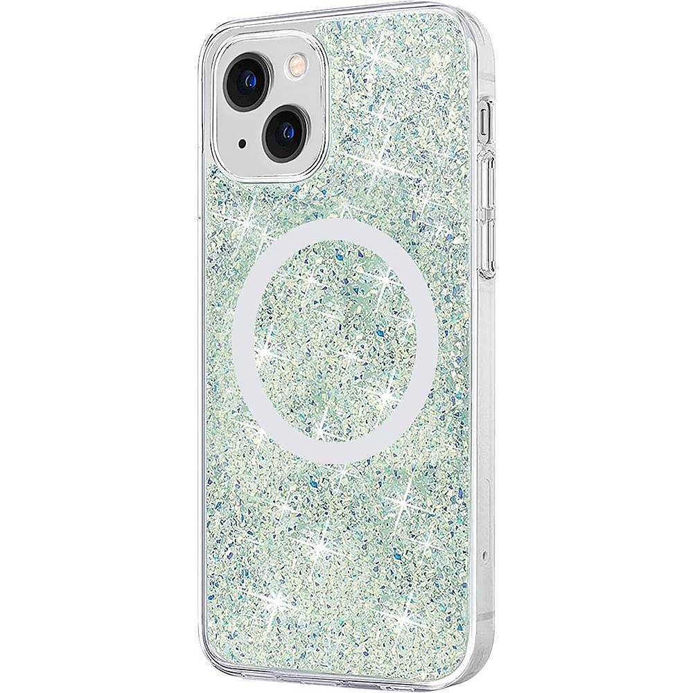 Angle View: SaharaCase - Sparkle Case with MagSafe for Apple iPhone 13 mini - Clear, Teal, Green