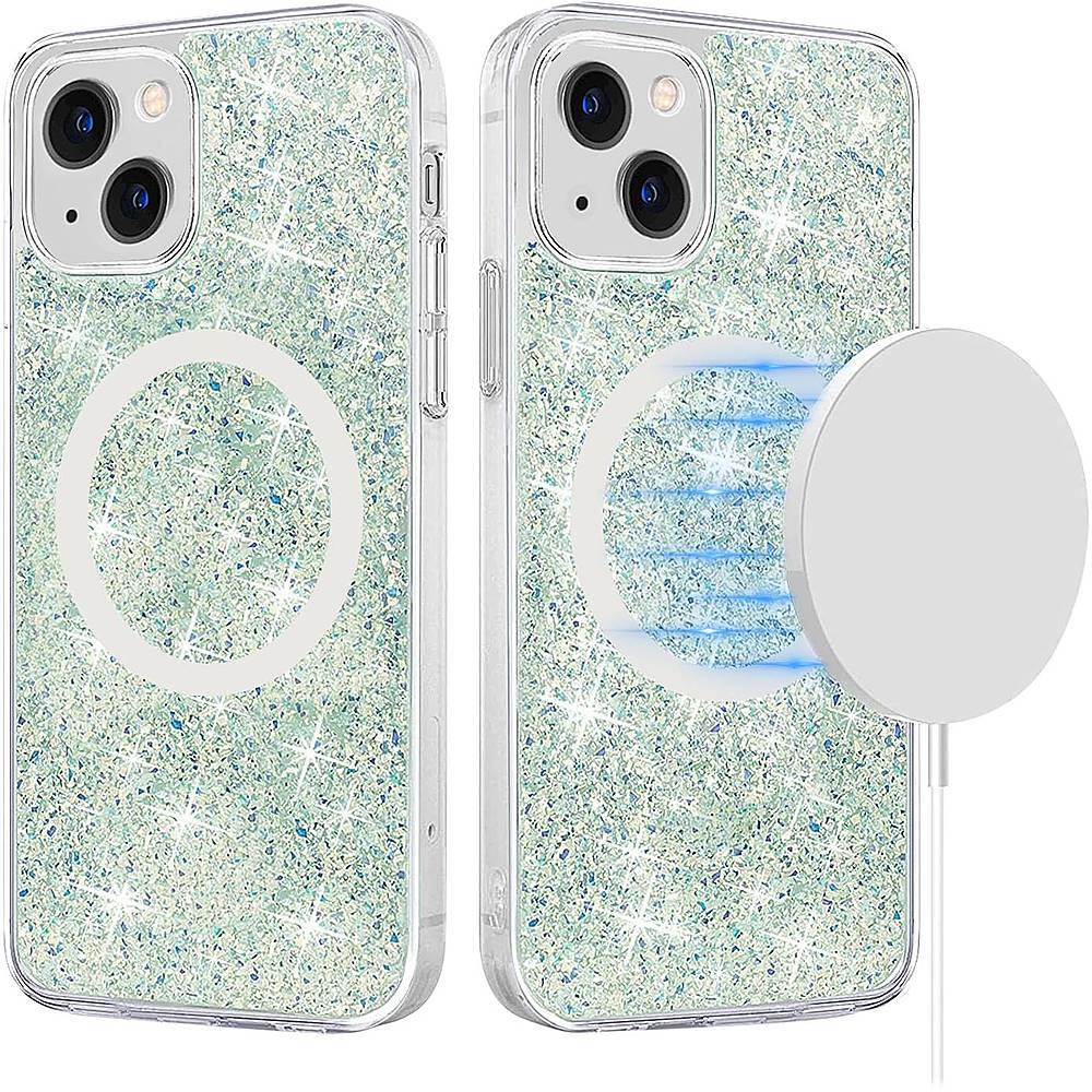 Alt View 11. SaharaCase - Sparkle Case with MagSafe for Apple iPhone 13 mini - Clear, Teal, Green.