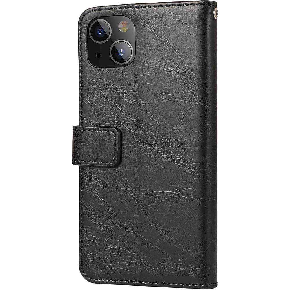 Left. SaharaCase - Folio Wallet Case for Apple iPhone 13 mini - Black.