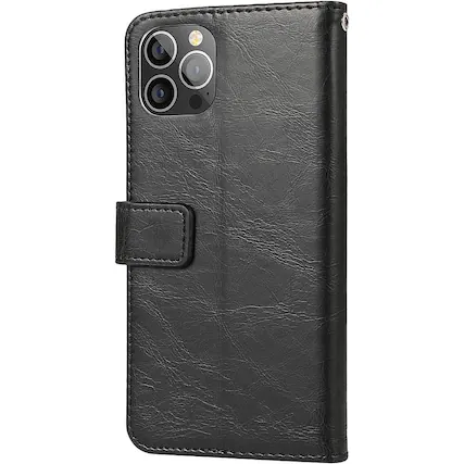 Left. SaharaCase - Folio Wallet Case for Apple iPhone 13 Pro Max - Black.