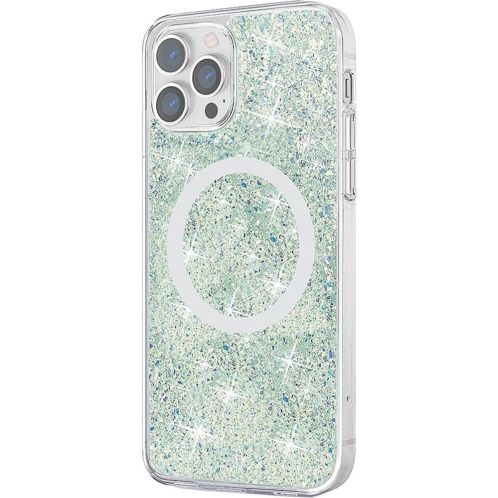 Angle. SaharaCase - Sparkle Case with MagSafe for Apple iPhone 13 Pro Max - Clear, Teal, Green.