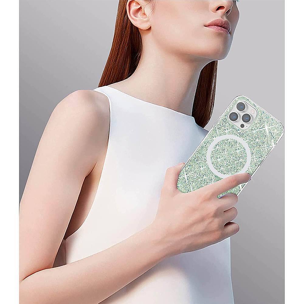 Alt View 13. SaharaCase - Sparkle Case with MagSafe for Apple iPhone 13 Pro Max - Clear, Teal, Green.