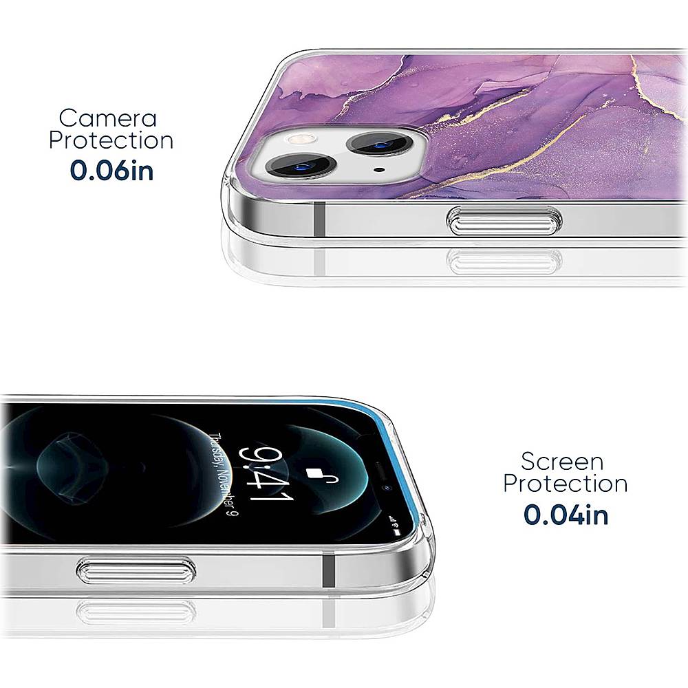 SaharaCase - Marble Series Case for Apple iPhone 13 mini - Purple/Gold