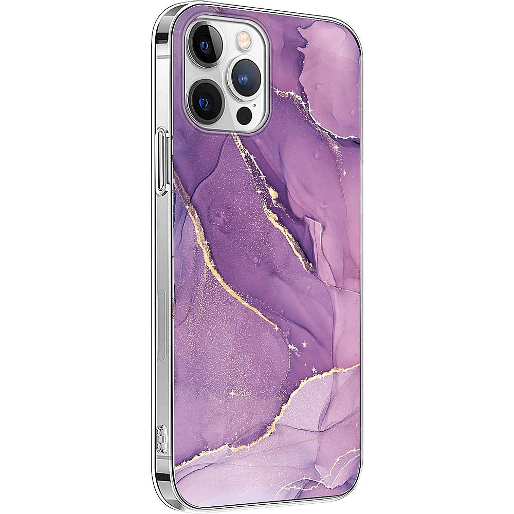 Angle View: SaharaCase - Marble Series Case for Apple iPhone 13 Pro - Purple/Gold