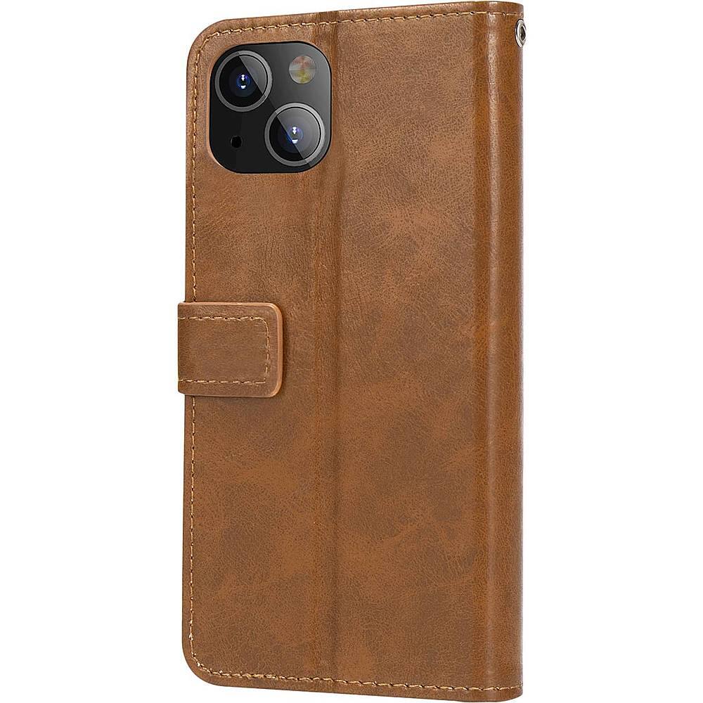Left. SaharaCase - Folio Wallet Case for Apple iPhone 13 mini - Brown.