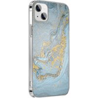 SaharaCase - Marble Series Case for Apple iPhone 13 - Blue/Gold - Angle_Zoom