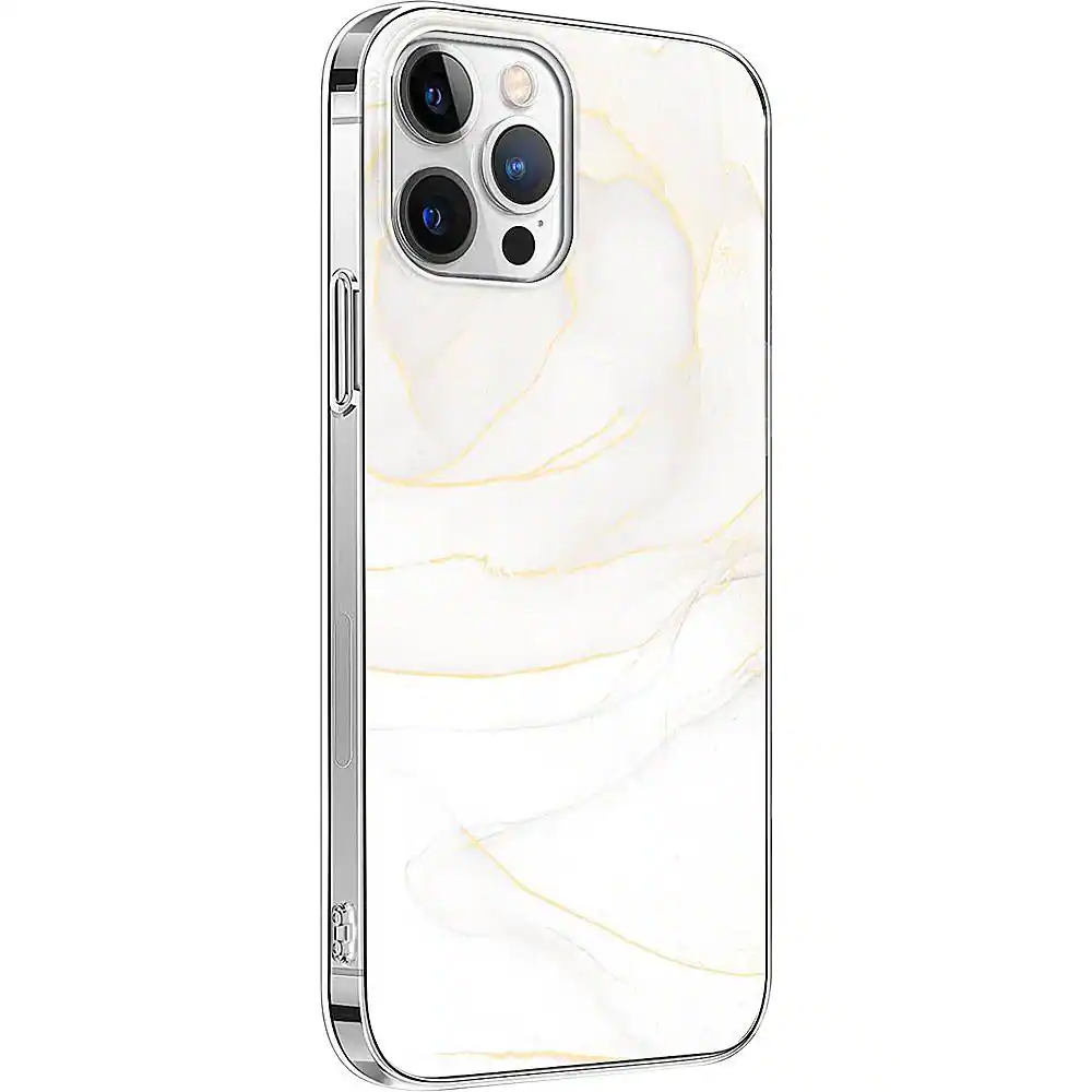 Angle. SaharaCase - Marble Series Case for Apple iPhone 13 Pro Max - White/Gold.