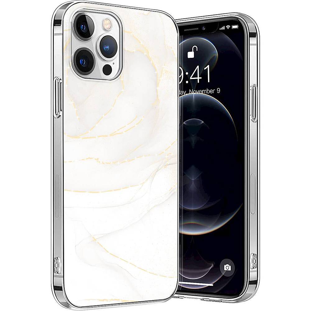 Alt View 11. SaharaCase - Marble Series Case for Apple iPhone 13 Pro Max - White/Gold.