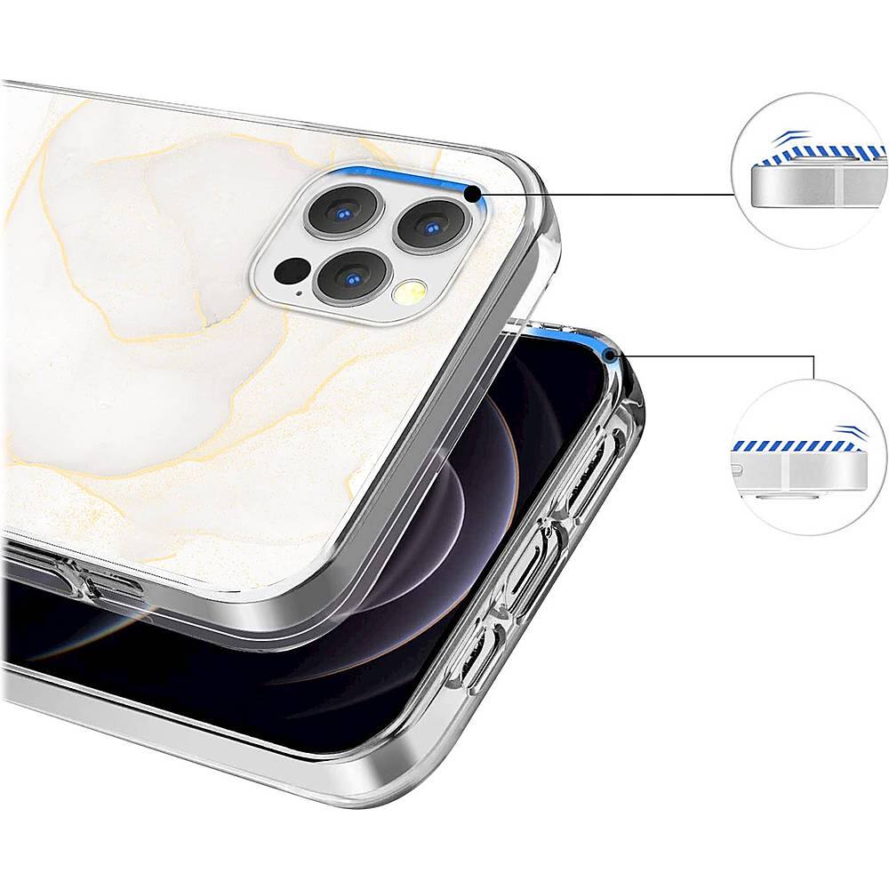 Alt View 14. SaharaCase - Marble Series Case for Apple iPhone 13 Pro Max - White/Gold.