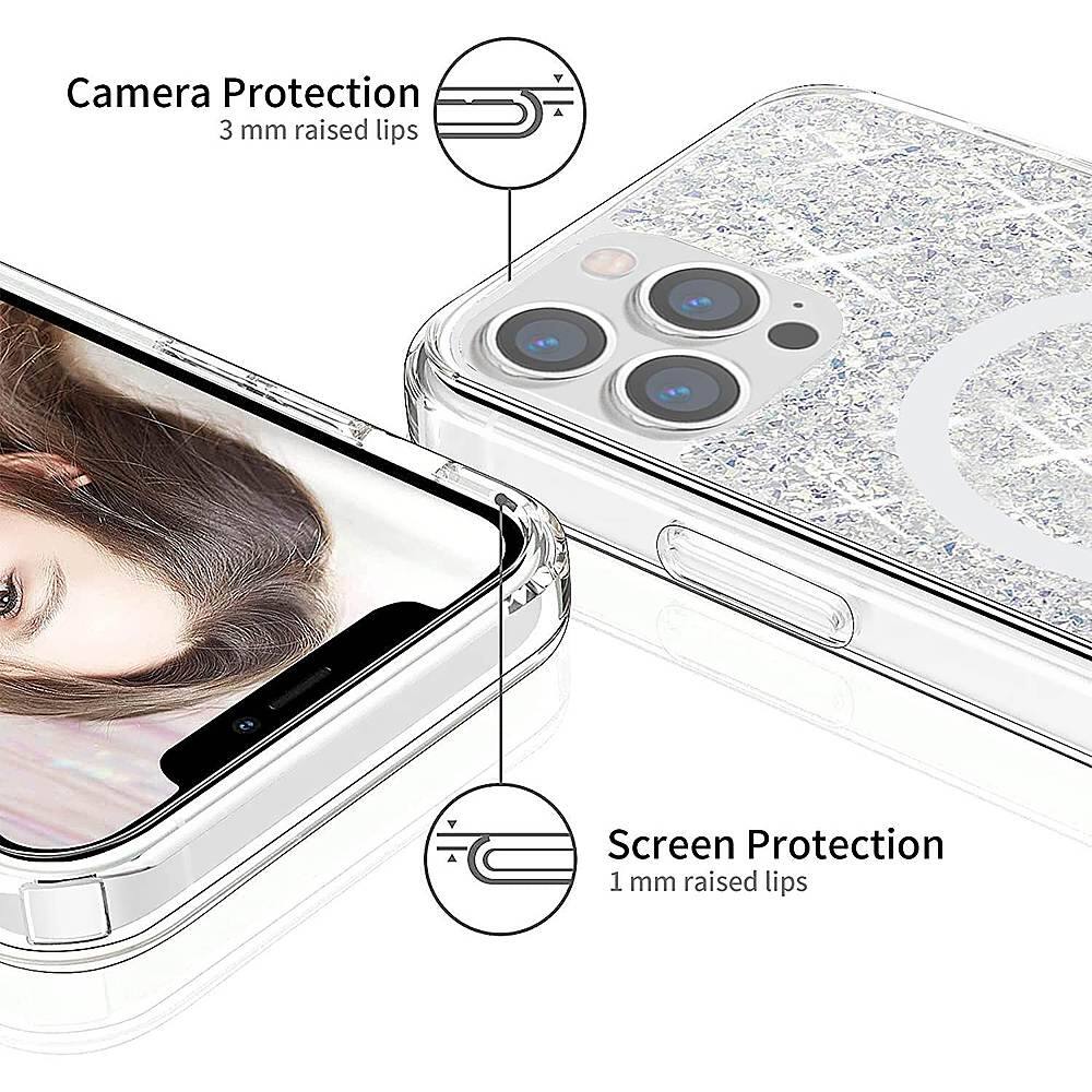 Alt View 12. SaharaCase - Sparkle Case with MagSafe for Apple iPhone 13 Pro - Clear, Silver.