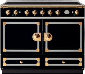 La Cornue - 110 Induction Range Gloss Black with Stainless Steel & Polished Brass - Multi - Front_Zoom