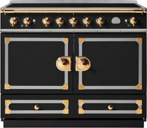 La Cornue - 110 Induction Range Matte Black with Stainless Steel & Polished Brass - Multi - Front_Zoom