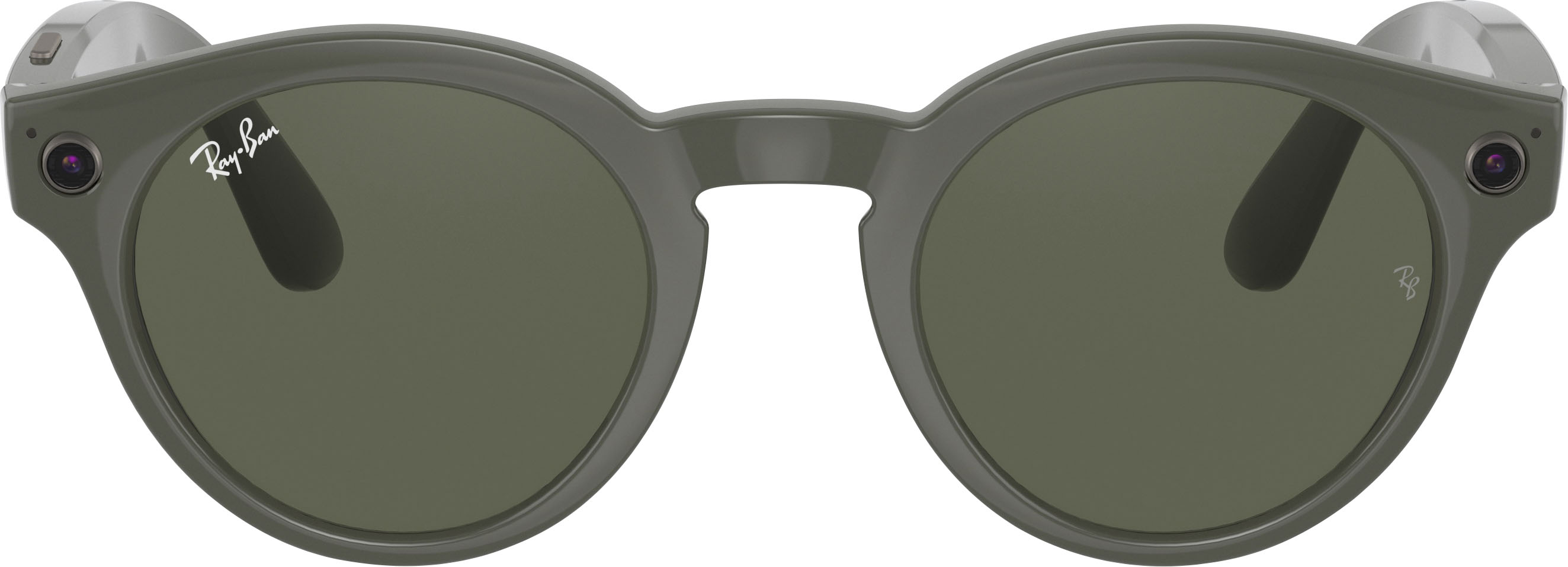 Angle View: Ray-Ban - Stories Round Smart Glasses - Shiny Olive/Transitions G-15  Green