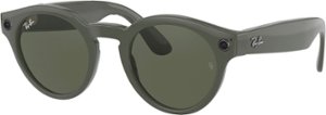 Ray-Ban - Stories Round Smart Glasses - Shiny Olive/Transitions G-15  Green - Front_Zoom