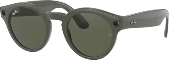 Front Zoom. Ray-Ban - Stories Round Smart Glasses - Shiny Olive/Transitions G-15  Green.