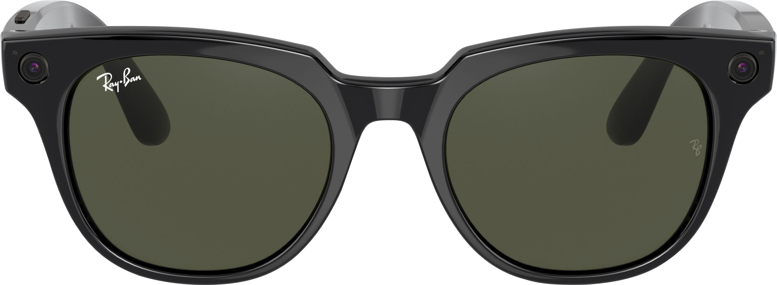 Zoom In On Angle Zoom. Ray-Ban - Stories Meteor Smart Glasses - Shiny Black/Green.