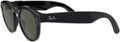 Left Zoom. Ray-Ban - Stories Round Smart Glasses - Shiny Black/Green.