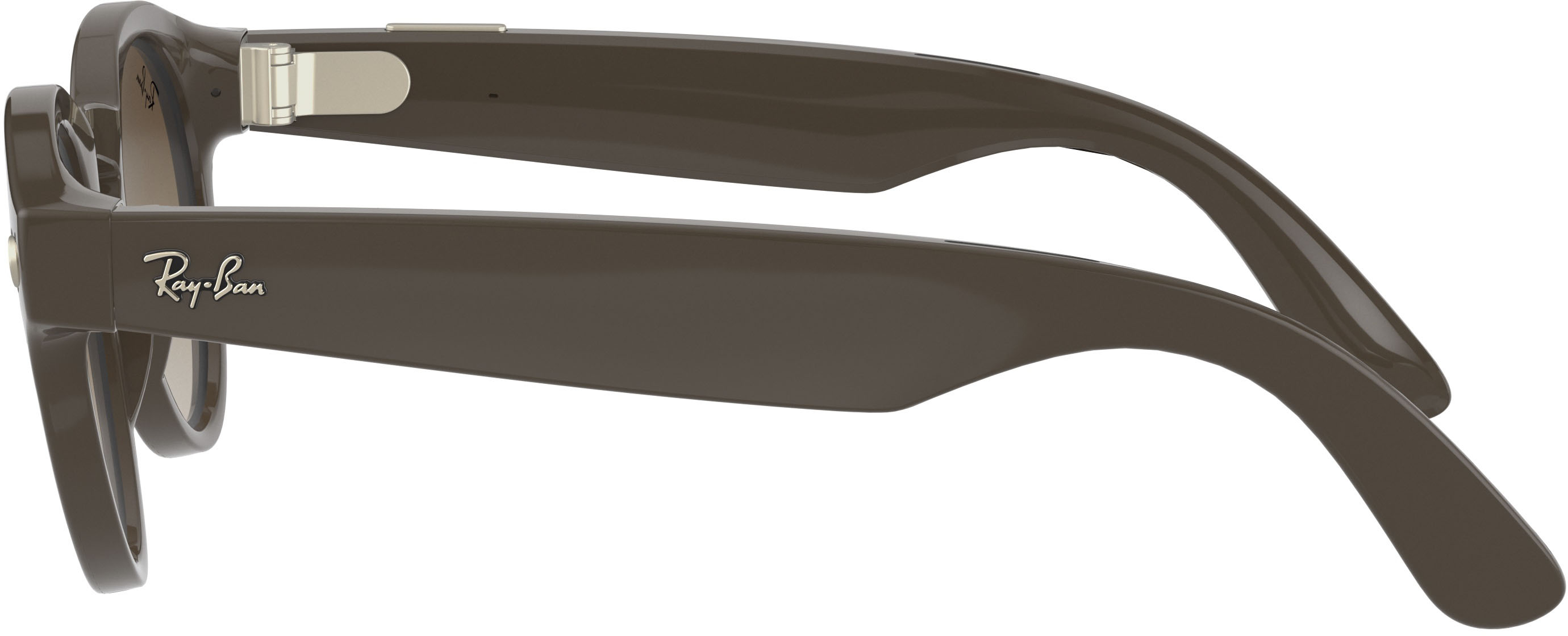 Zoom In On Alt View Zoom 11. Ray-Ban - Stories Round Smart Glasses - Shiny Brown/Brown Gradient.