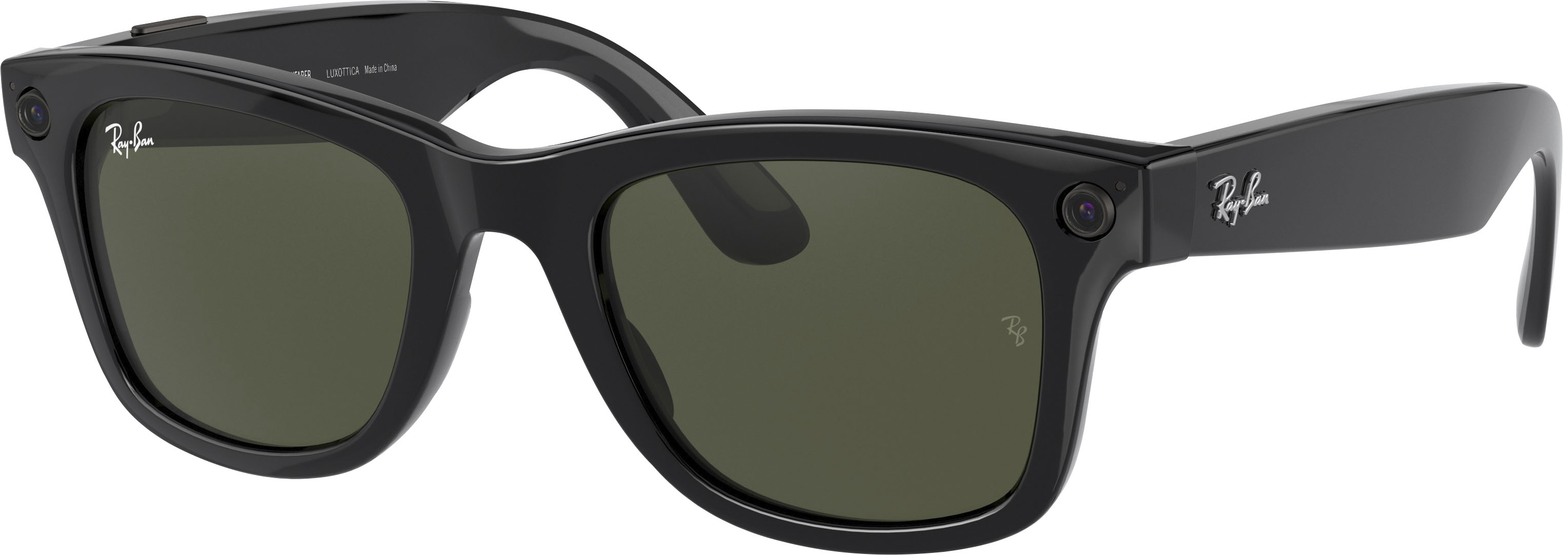 Resign Four tempo Ray-Ban Stories Wayfarer Smart Glasses 50mm Shiny Black/Green  0RW4002601/7150 - Best Buy