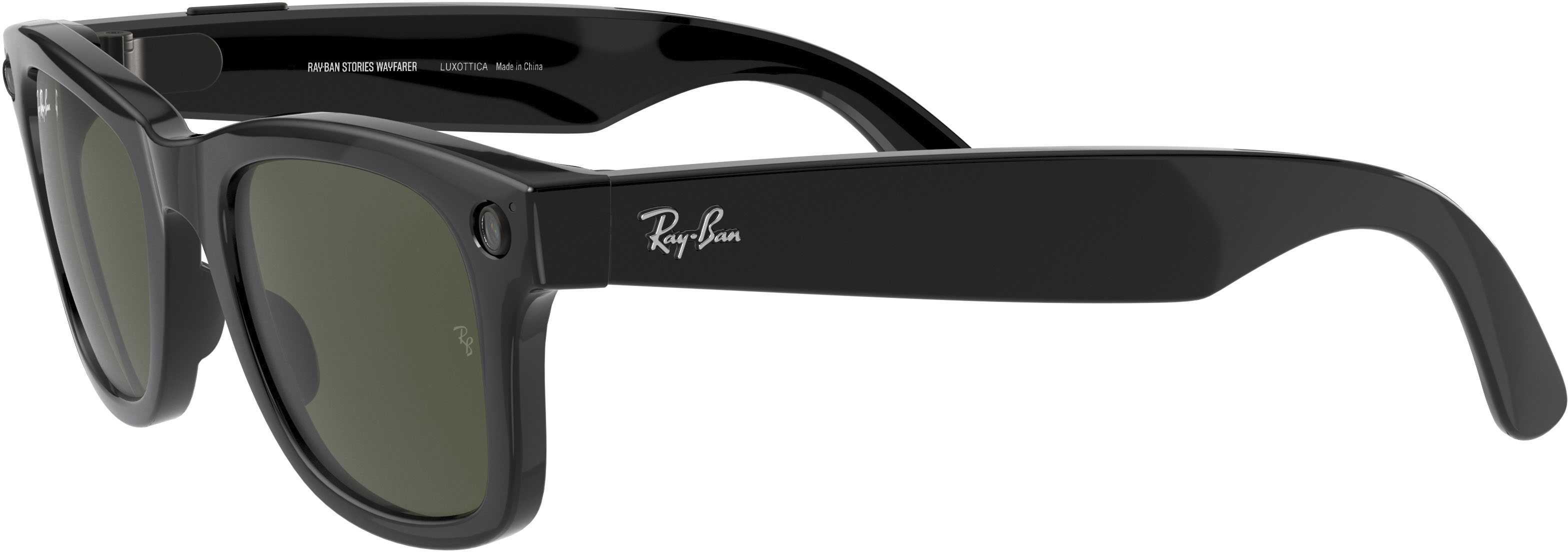 Slud malm hemmeligt Best Buy: Ray-Ban Stories Wayfarer Smart Glasses 50mm Shiny Black/Green  0RW4002601/7150
