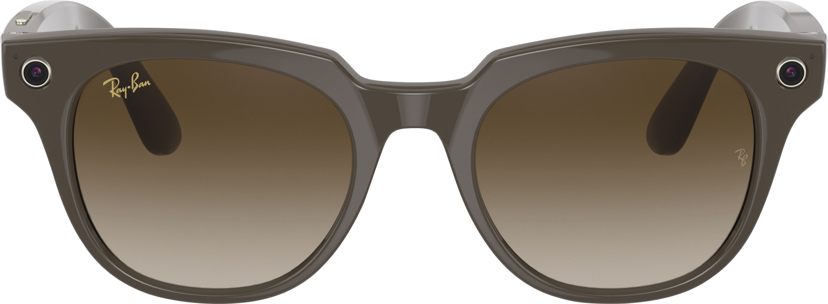 Zoom in on Angle Zoom. Ray-Ban - Stories Meteor Smart Glasses - Shiny Brown/Brown Gradient.