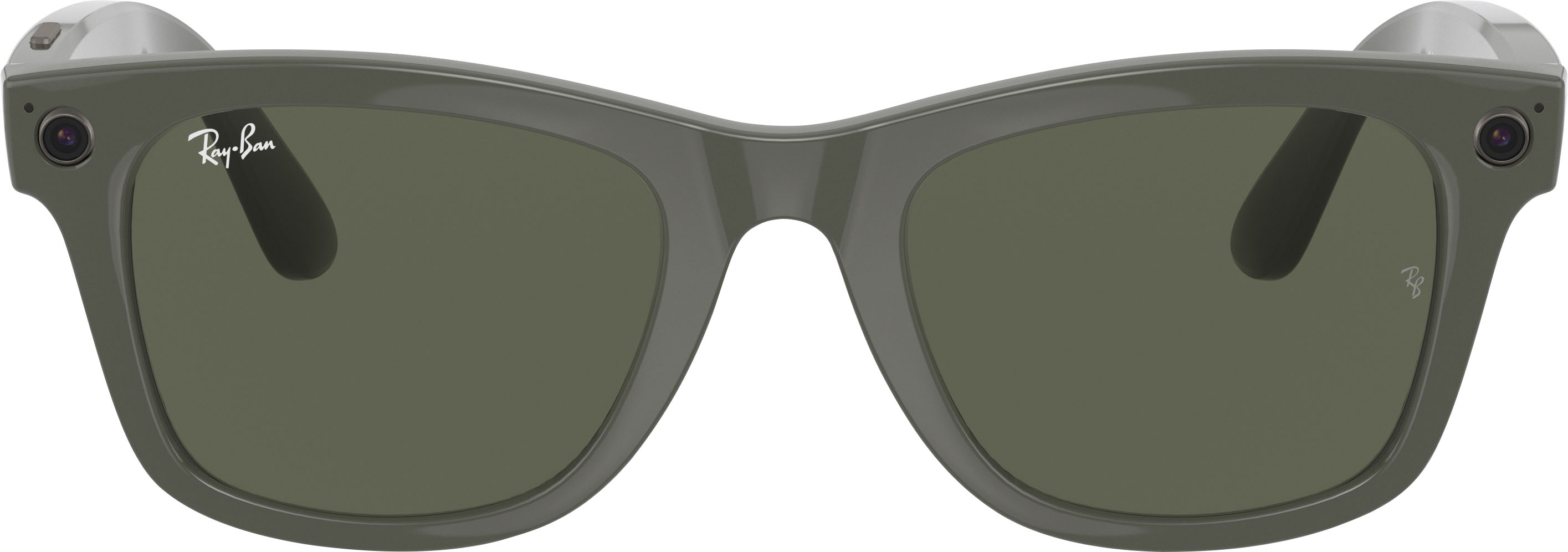 Angle View: Ray-Ban - Stories Wayfarer Smart Glasses - Shiny Olive/Transitions G-15  Green
