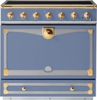 La Cornue - 90 Induction Range Provence Blue with Stainless Steel & Polished Brass - Multi - Front_Zoom