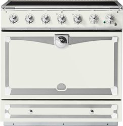 La Cornue - 90 Induction Range Pure White with Stainless Steel & Polished Chrome - Multi - Front_Zoom