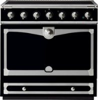 La Cornue - 90 Induction Range Gloss Black with Stainless Steel & Satin Chrome - Multi - Front_Zoom
