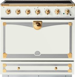 La Cornue - 90 Induction Range Pure White with Stainless Steel & Polished Brass - Multi - Front_Zoom
