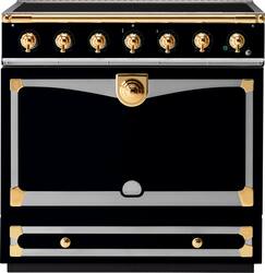 La Cornue - 90 Induction Range Gloss Black with Stainless Steel & Polished Brass - Multi - Front_Zoom