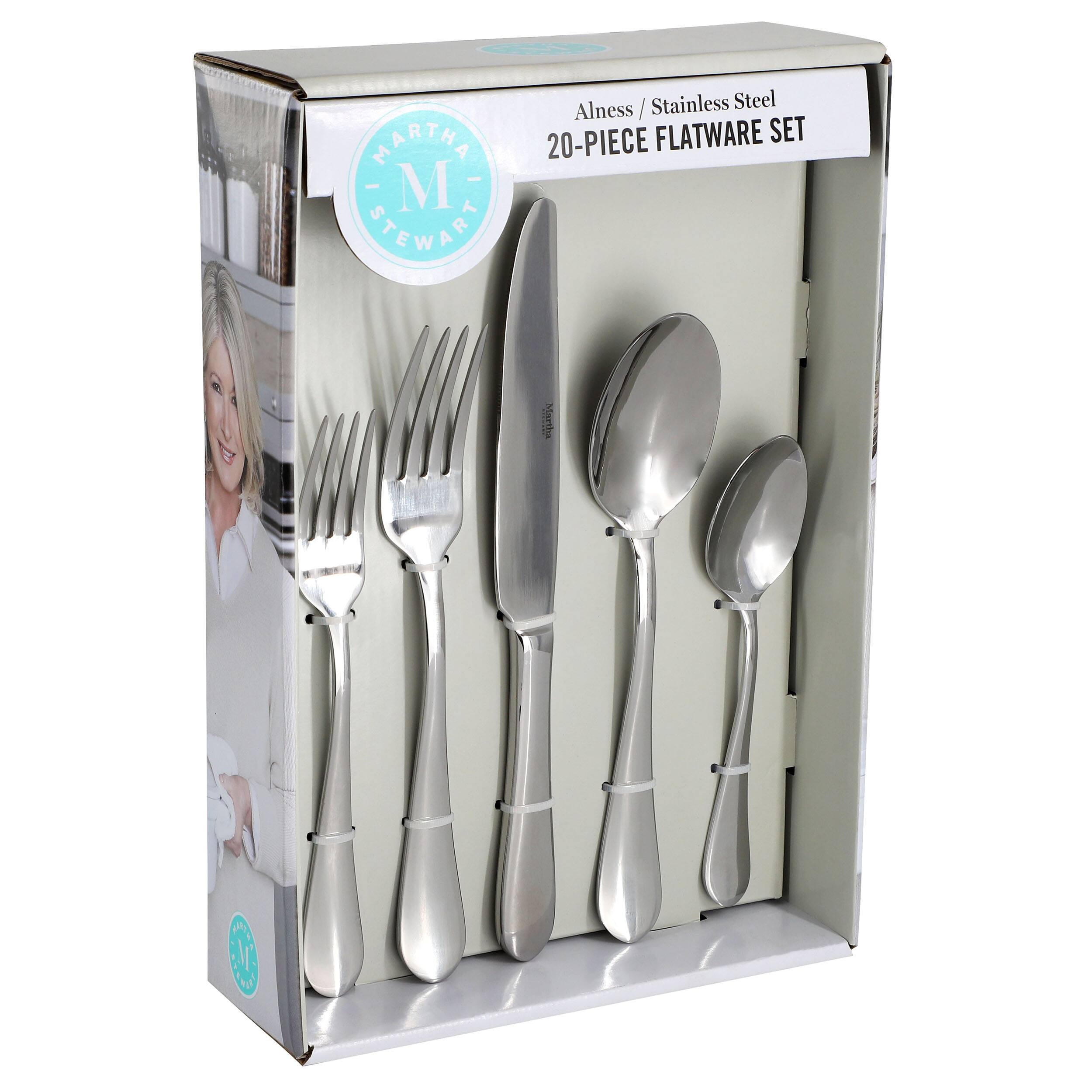 Martha Stewart Alness 20-piece stainless steel flatware set.