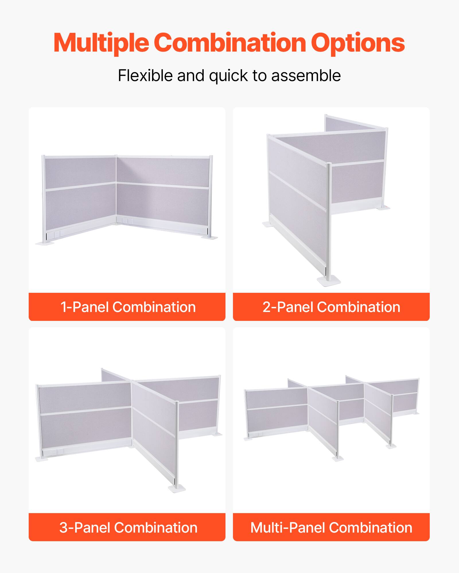 Multiple Combination Options  
Flexible and quick to assemble  
1-Panel Combination  
2-Panel Combination  
3-Panel Combination  
Multi-Panel Combination