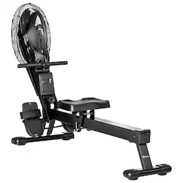 Soozier - Air Rowing Machine, Foldable Rower with LCD Digital Monitor & Steel Frame for Home Gym Use - Black
