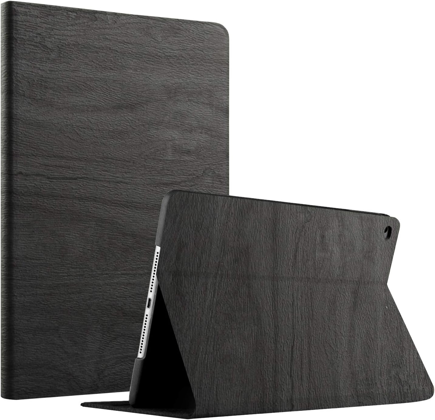 Alt View 4. DuraSafe Cases - iPad Pro 9.7" 2016 Wood-Grain Texture Smart Folio with Auto Sleep/Wake A1673 A1674 A1675 - Black.
