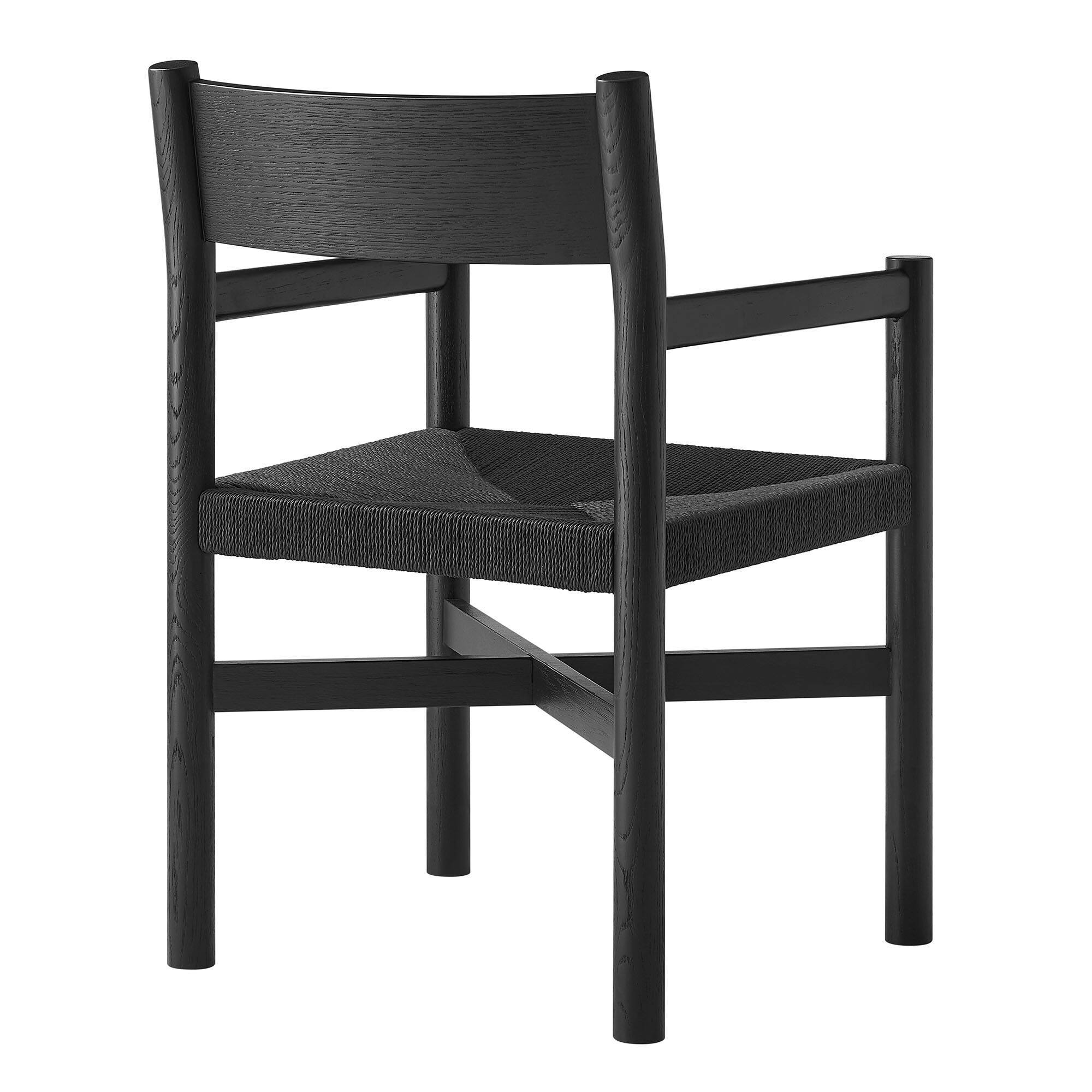 Alt View 4. Modway - Alvia Oak Wood Dining Armchairs With Woven Seats Set of 2 by Modway - Black.