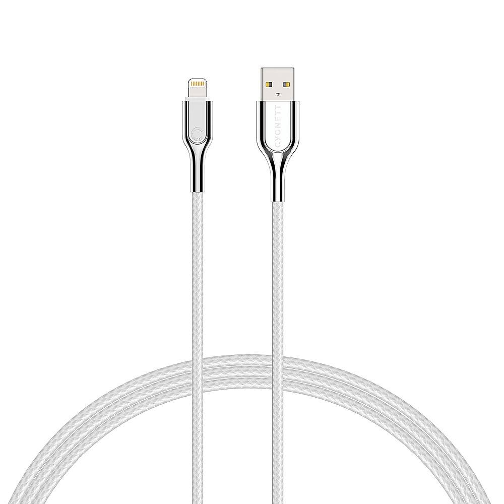 Front. Cygnett - Armored Lightning to USB-A Charge and Sync Cable (9 Feet) - White.