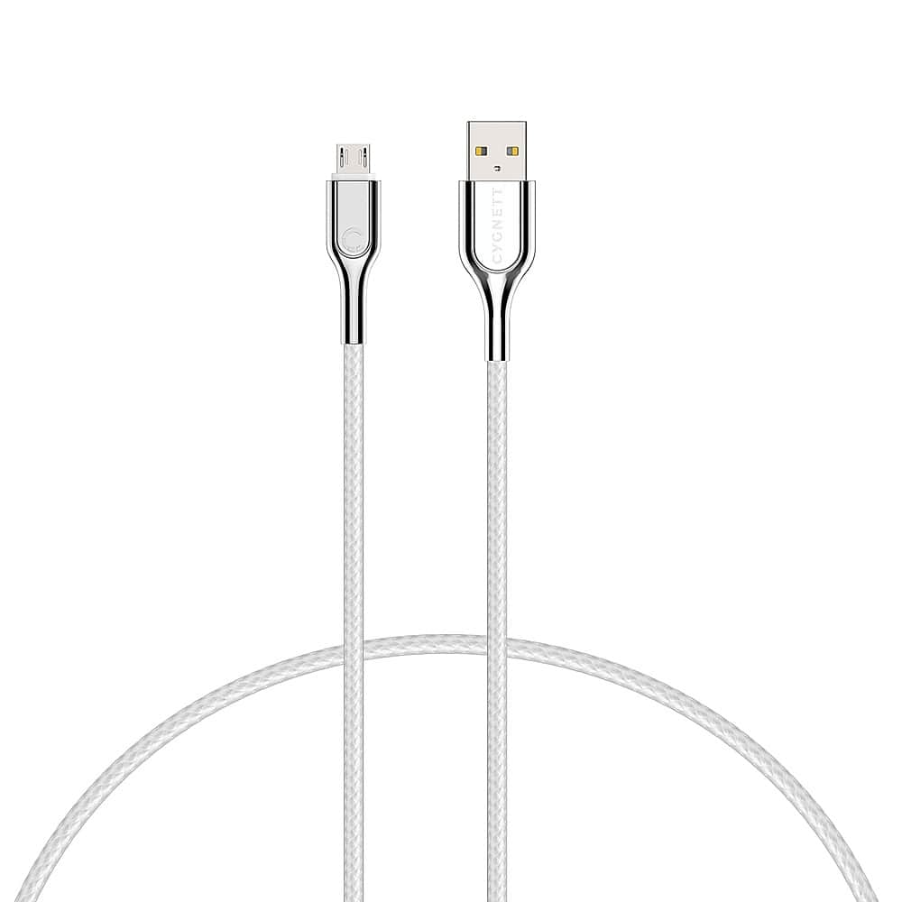 Front. Cygnett - Armored Micro USB to USB-A Charge Cable (3.28 Feet) - White.