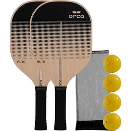 ORCA - Alto Wood Pickleball Paddle Deluxe Combo Set - Wood, Black